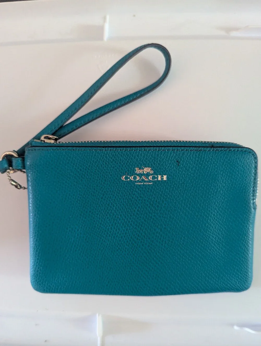 Coach Teal Leather Wristlet